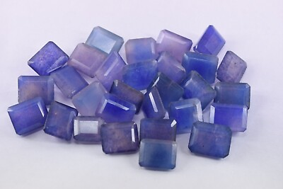 #ad 400 Ct Natural Blue African Sapphire Emerald Cut Loose Gemstone Lot 30 Pieces $44.99
