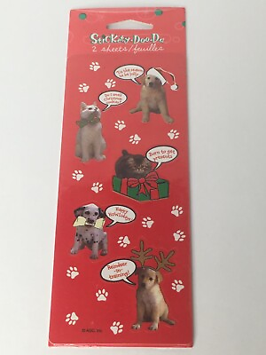 #ad Stickety Doo Da Christmas Stickers Dog Cat Puppy Humor Holiday Decoration NIP $2.69