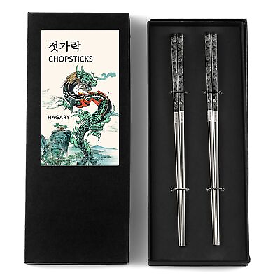 #ad Dragon Chopsticks Metal Reusable Designed In Korea Japanese Style Stainless Stee $21.44