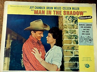 #ad Vintage 1958 Universal Movie Lobby Card Poster MAN IN THE SHADOW Orson Welles $29.99