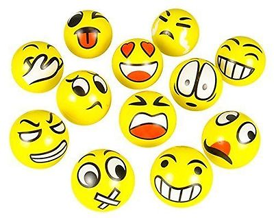 #ad 2 PCS FUN EMOJI EMOTICON 3quot; SQUEEZE BALLS STRESS RELIEVER GIFT TOY USA SELLER $1.25