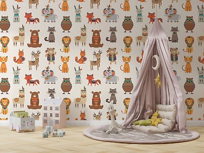 #ad 3D Ethnic Cute Animal Texture Wallpaper Wall Mural Peel and Stick Wallpaper 962 AU $349.99