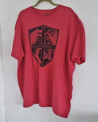 #ad The Game Of Thrones Men#x27;s Red Short Sleeve Graphic Crew Neck T Shirt Size 2XL $7.97