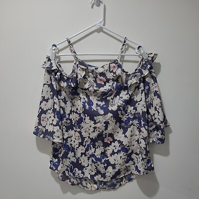 #ad Womens Medium Floral Sim And Sam Off The Shoulder Blouse $4.17