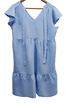 #ad Isabel Maternity Dress Woman#x27;s Medium. Blue Flutter Sleeve Above The Knee $6.95