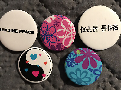 #ad Vintage Pinback Collectible Button Set of 5 Imagine Peace Lot 11 Assorted 1.25 1 $8.10