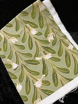 #ad SPOONFLOWER Petal Signature Cotton Piece 26quot; x 40quot; Botanical Green White Gold $14.98