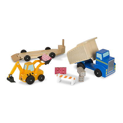 #ad Classic Toy Wooden Dump Truck amp; Loader with Construction Pieces $34.19