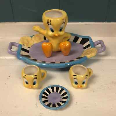 #ad Vtg Warner Brothers Mini Tweety Bird small miniature tea set collectible RARE $93.28