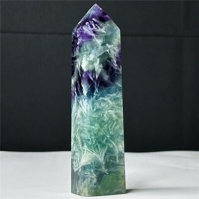 #ad 6quot; 0.82LB Crystal Feather Fluorite Tower Point Obelisk Healing Reiki Energy Gift $44.15