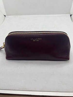 #ad Vintage Polo Lauren Ralph Lauren Burgundy Make Up Pouch Leather Womens Bag $59.99