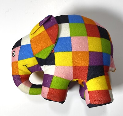#ad Elmer Multicolor Patchwork 7quot; Elephant 1993 Vintage Plush Polyester $14.95