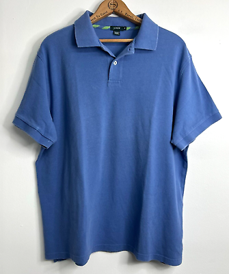 #ad J Crew Vintage Green Label Tag Mens XL Polo Blue Cotton Short Sleeve $10.00