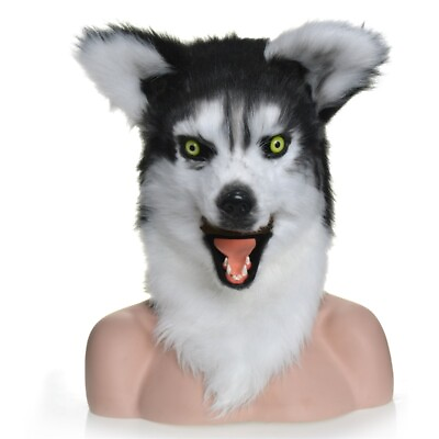 #ad Husky Fox Dog Mascot Costume Can Move Mouth Head Suit Halloween Outfit Cosplay $174.34