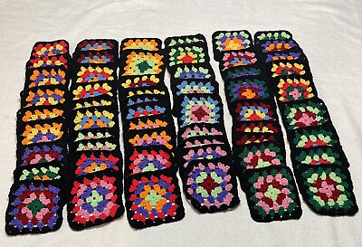 #ad Lot of 56 Handmade Crochet Granny Square Coasters Granny Core Roseanne Colorful $49.99