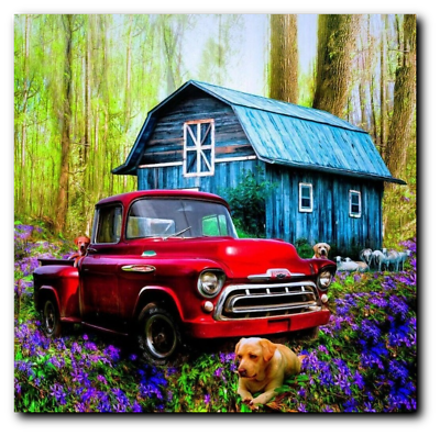 5D Diamond Painting Kit Cottage Car Dog DIY Square Round Drills Craft Picture $18.98