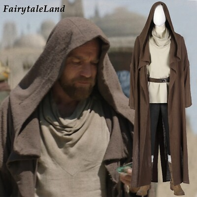 Newest Obi Wan Kenobi Costume Star Wars Cosplay Jedi Big Hood Outfit $86.33