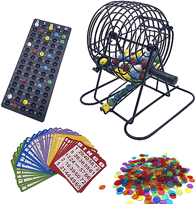 #ad JUNWRROW Deluxe Bingo Game Set with 6 Inch Cage Master Board75 Colored Balls a $26.69