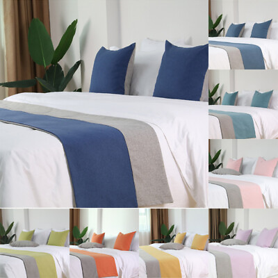 #ad Cotton Linen Bed Runner Scarf Bed Tail Towel Home Hotel Bedroom Bedding Decor $11.13
