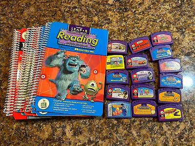 #ad LeapFrog LeapPad Lot Of 14 Books And 16 Cartridges Spiderman Finding Nemo Etc $50.00