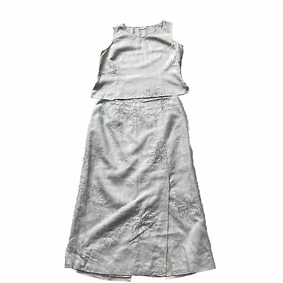 #ad Vintage Viyella Linen Camisole Blouse Maxi Skirt 2 Piece Suit UK size 14 16 GBP 50.00