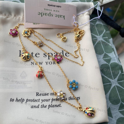 #ad NWT Kate Ks Spade Nature Walk Ladybug scatter Statement Necklace Crystal pave $24.99