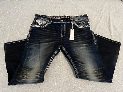 #ad Rock Revival Valko Straight Denim Jeans Mens 42x32 NWT $149.99