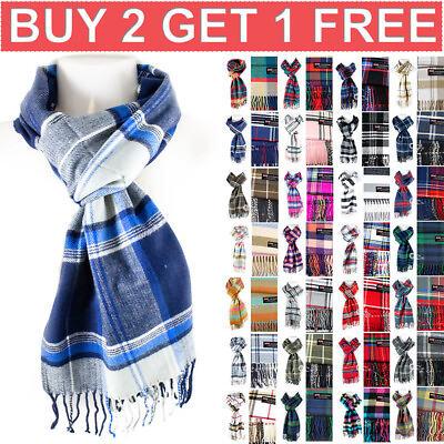 #ad Mens Womens Winter Warm SCOTLAND Made 100% CASHMERE Scarf Scarves Plaid Wool $7.69