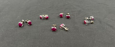 #ad Colleen Lopez Oval Precious Ruby Sterling Silver Stud Earrings HSN:$399 5 pcs $99.99