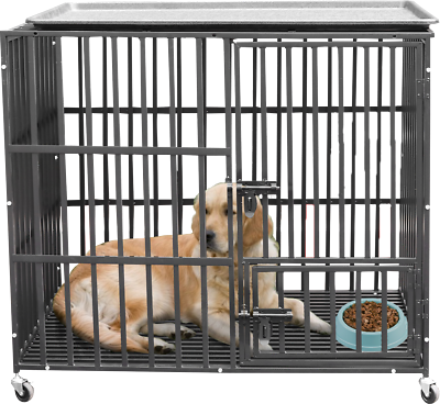 L XXL Reinforced Metal Tube Dog Cages Heavy Duty Top Open Two Door Dog Crate $158.93