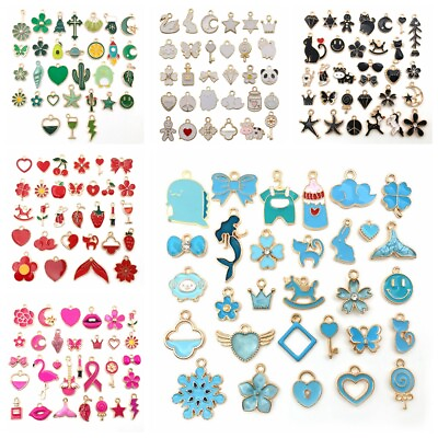 Mixed Animals Flowers Heart Stars Enamel Charms Pendant DIY For Jewelry Making C $4.67