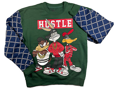 #ad Looney Tunes Hustle Pullover Sweatshirt Bugs Bunny Taz Daffy Duck Mens Sz M $18.95