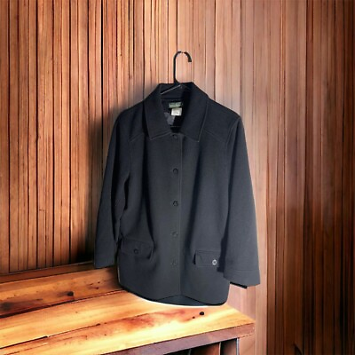 #ad Harve Bernard by Bernard Holtzman Wool Coat Black Size 14 made in Russia $24.99
