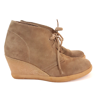 #ad J. Crew Shoes quot;Macalisterquot; Size 8M Tan Suede Wedge Ankle Booties Made in Italy $22.50
