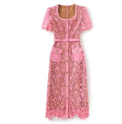 #ad Self Portrait Lady Dress Nov Special Offer NWT Pink Guipure Lace Midi Dress $97.92