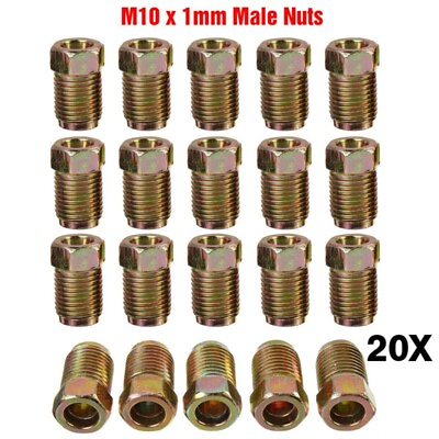 #ad 20x Brake Line Fittings Set For 3 16quot; Tube Inverted Flares Metric End Union Nuts $14.08