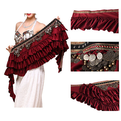 #ad Tribal Belly Dance Clothes Gypsy Costume Fringe Wrap Coins Belts Hip Scarf Belt $35.95