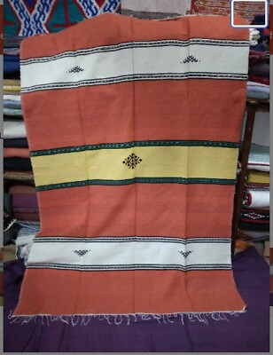 #ad  Handwoven Cotton Moroccan Nomadic Amazigh Berber Blanket 10% off               $140.00