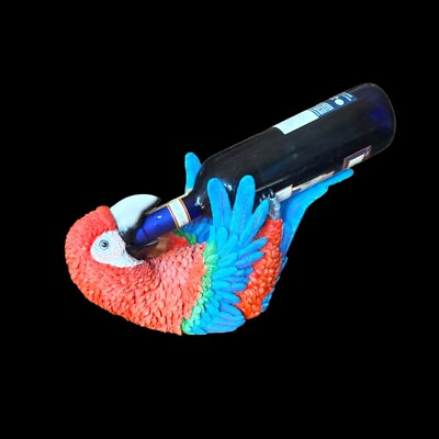 #ad Rio Rainforest Jungle Red Scarlet Macaw Parrot Wine Bottle Holder Caddy Figurine $21.00