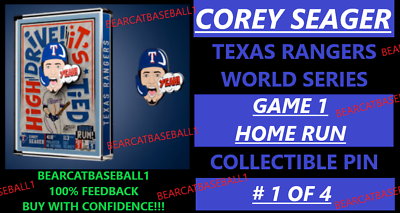 #ad COREY SEAGER TEXAS RANGERS WORLD SERIES GAME 1 HOME RUN PIN 5 1 24 NEW IN BOX $36.99