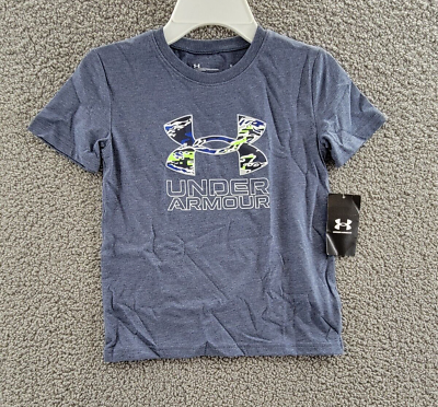 #ad Under Armour Hyper Camo Big Logo T Shirt Little Boy#x27;s 5 Utility Blue Pullover $8.57