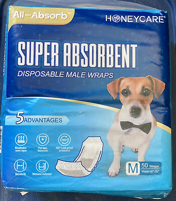 All Absorb 50 Count Diapers MALE Dog Disposable Wrap Changes Color When Wet $22.99