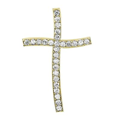 #ad Large Wavy Diamond Cross Pendant 1.97CT in 18K yellow gold $4200.00