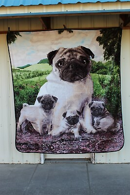 PUG PUGS DOG DOGS PUPPY PUPPIES QUEEN SIZE BLANKET $58.87