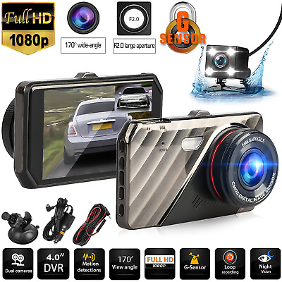 #ad 1080P 4quot; Car DVR Dual Lens Dash Cam Front amp; Rear Video Recorder Camera G sensor $31.98
