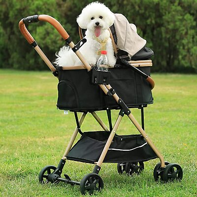 #ad Pet Stroller for Small Dogs Cats Foldable Travel Strolling Cart w Storage Basket $99.89