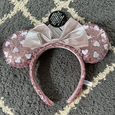 #ad Tokyo Disneyland japan disney Pink sequined heart minnie mouse ear Headband $16.49