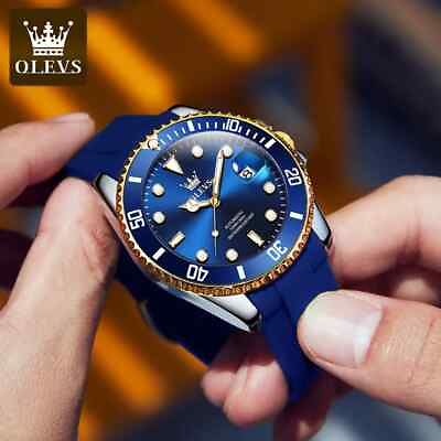 #ad 2022 OLEVS 5885 Men#x27;s Date Just Automatic Silicone Strap 30M Waterproof Watch C $85.50