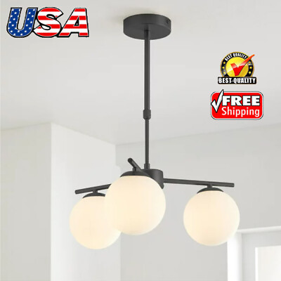 #ad Three Globe Ceiling Light Black 3 T6 Light Bulbs Indoor Lighting Kitchen Room US $91.20