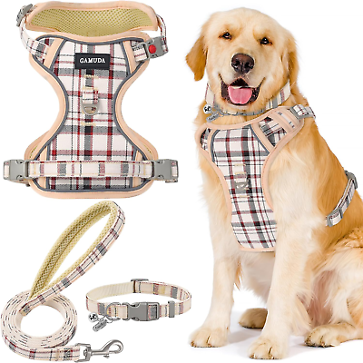 #ad Pet Harness Collar and Leash Set Dog Harness No Chock No Pull Adjustable Vest $24.99